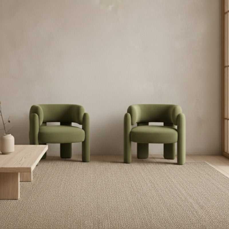 Green Velvet Chair Set Of 2 in a wabi sabi room