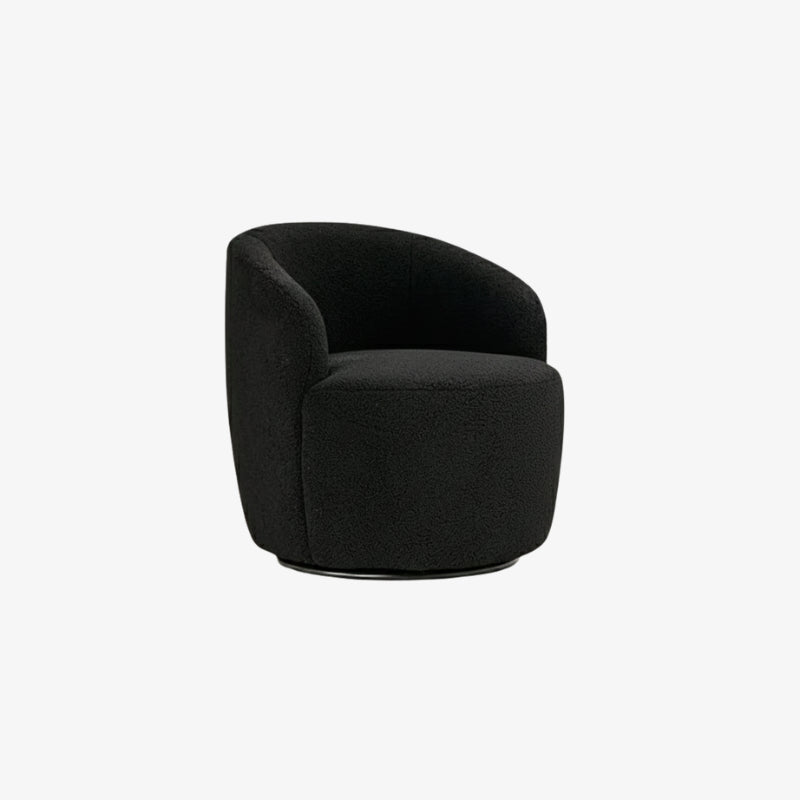 black boucle lounge chair on a white background