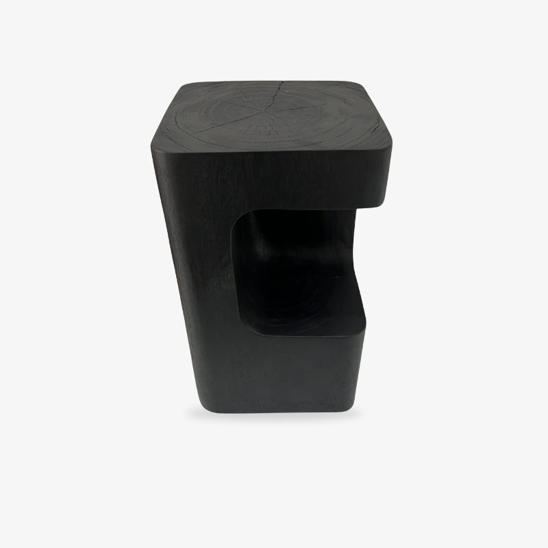 black or dark green stool on a white background