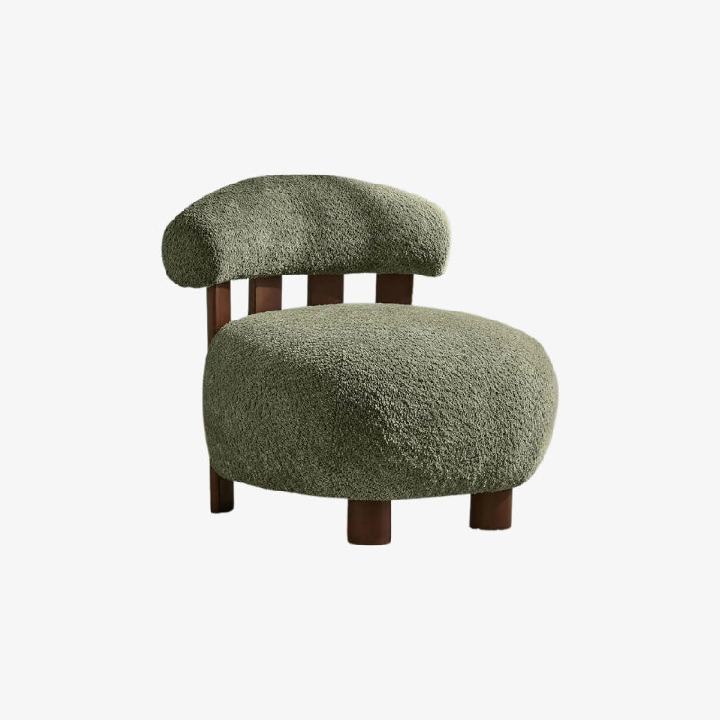 boucle chair green on a white background