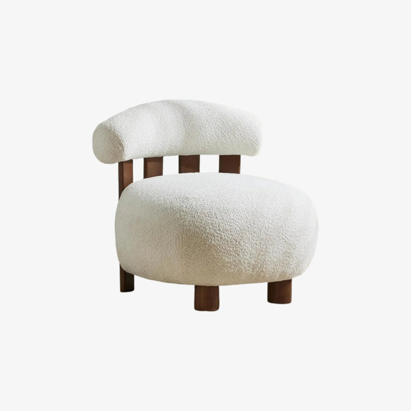 boucle chair white on a white background