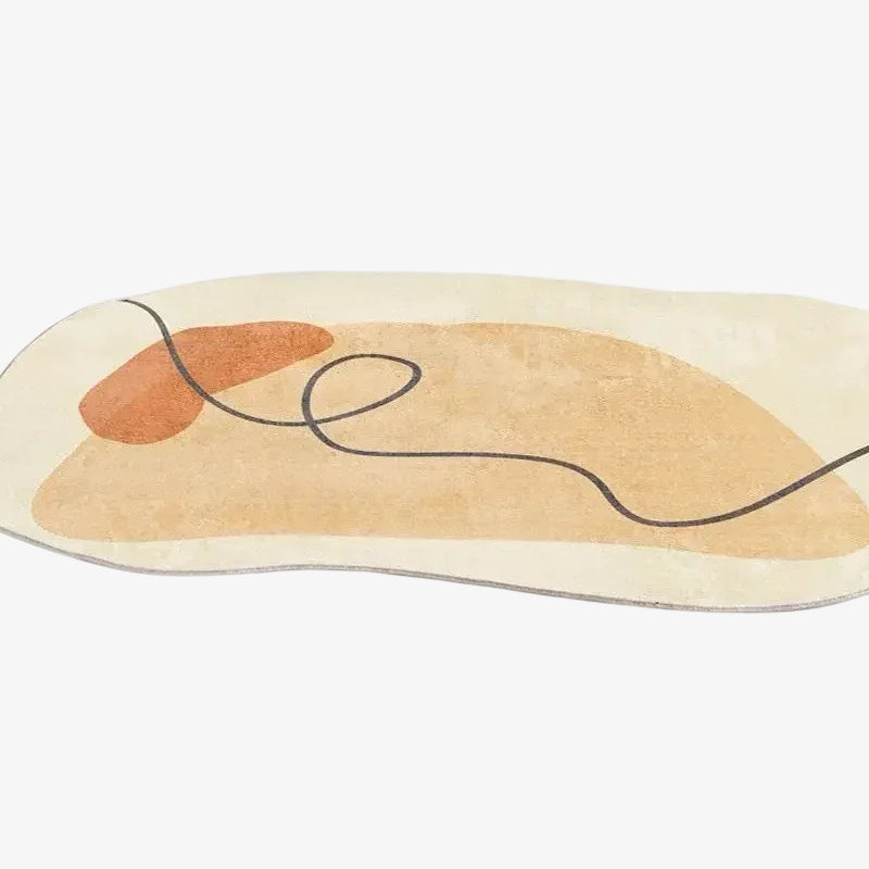 carpet design for bedroom with curved lines and shapes on a beige background