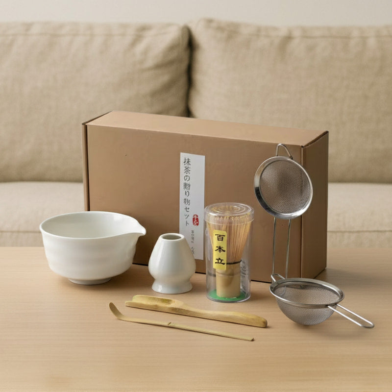 custom design tea set with a cardboard box on a white background