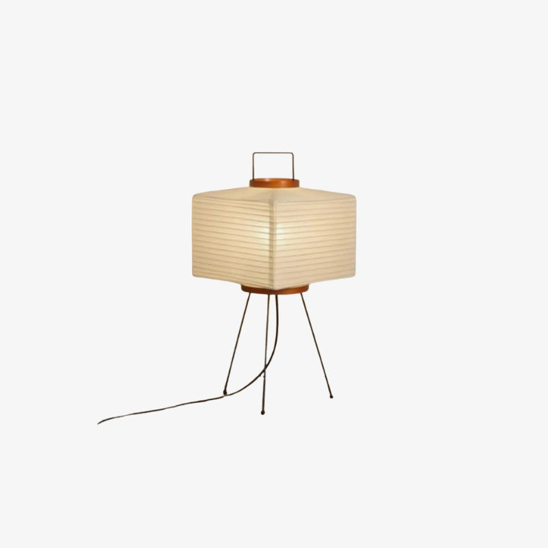 Floor contemporary lamps with wooden base and legs on a white background