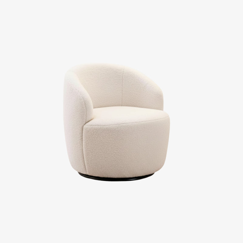 White lounge chair boucle on a white background