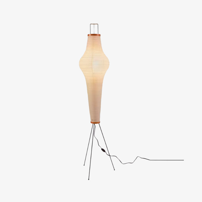 Modern white floor lamp with a unique design on a white background