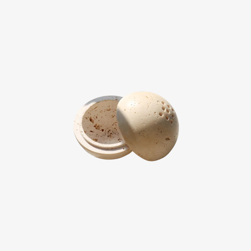 round stone cement incense burner on a white background