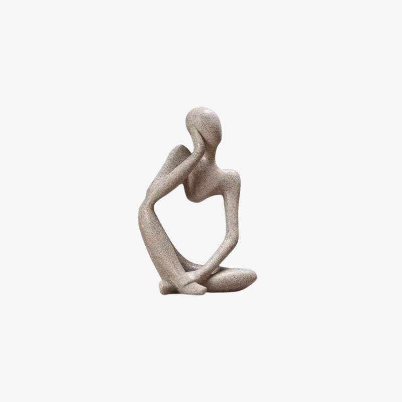 Abstract thinking man sculpture on a white background