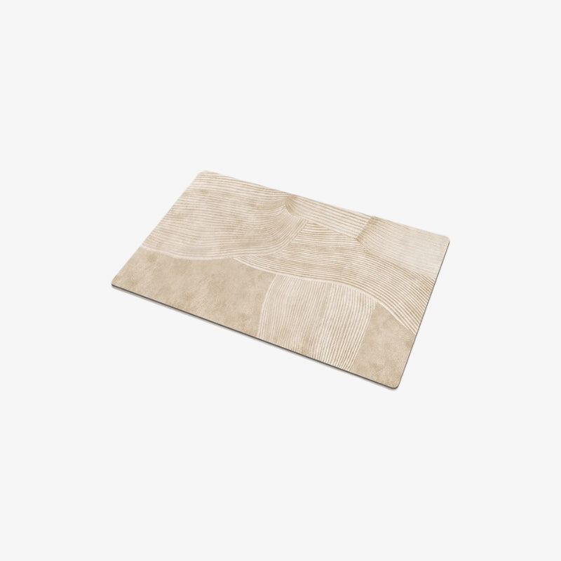 Beige rectangular wabi sabi bathrooms mat on a white background