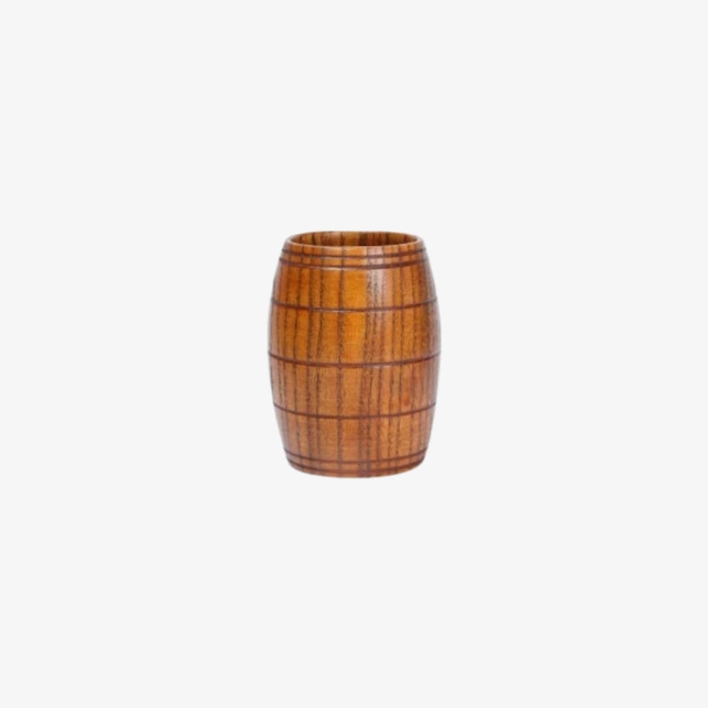 wabi sabi wooden coffee cup on a white background.