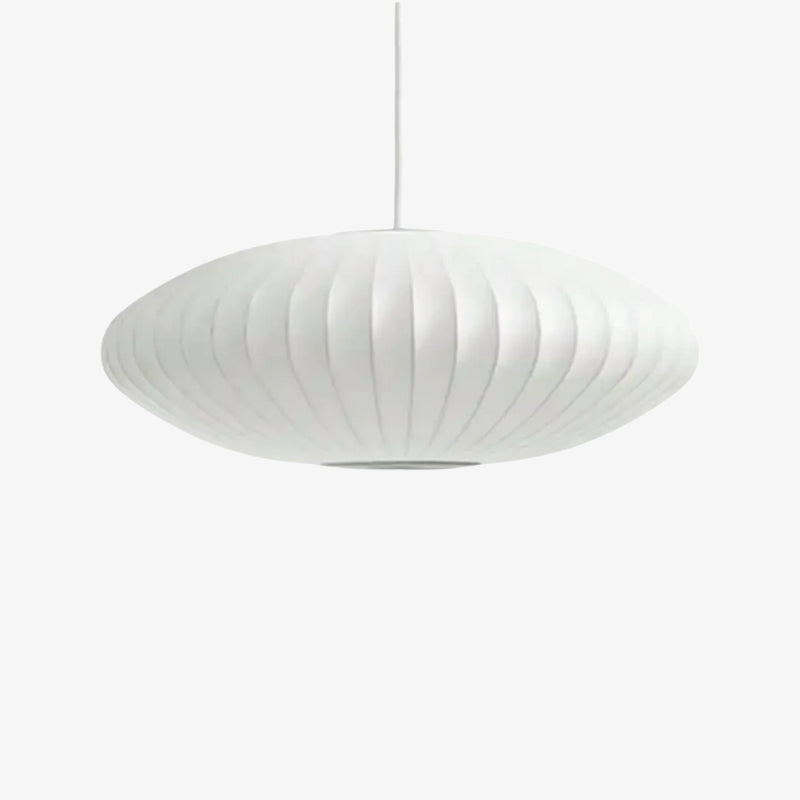 white wicker pendant light on a white background