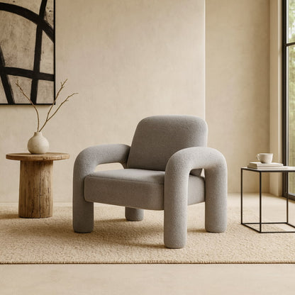 Gray Fluffy Chair in a modern living room with neutral decor