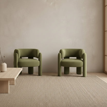 Green Velvet Chair Set Of 2 in a wabi sabi room