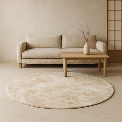 Beige sofa and Japandi Style Carpet in a living room