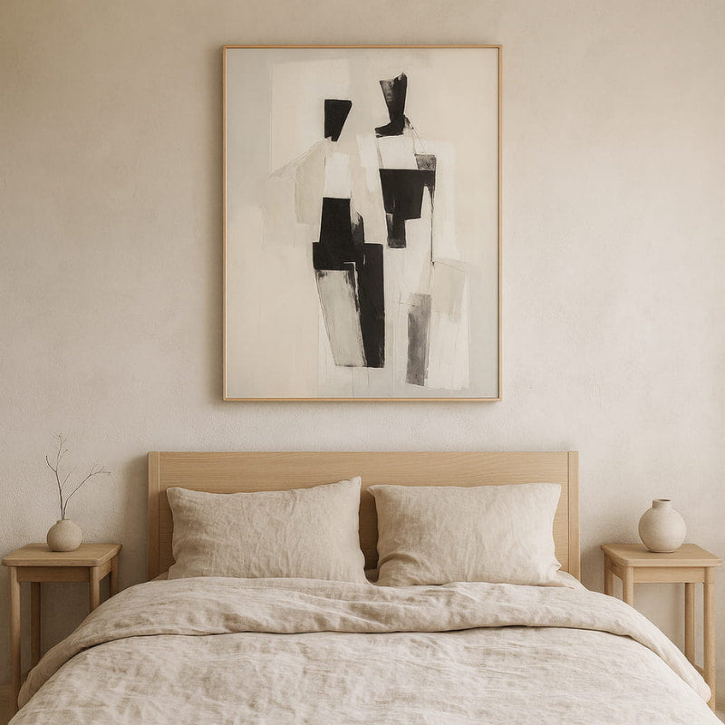 Bedroom with Wabi Sabi Wall Painting above the bed