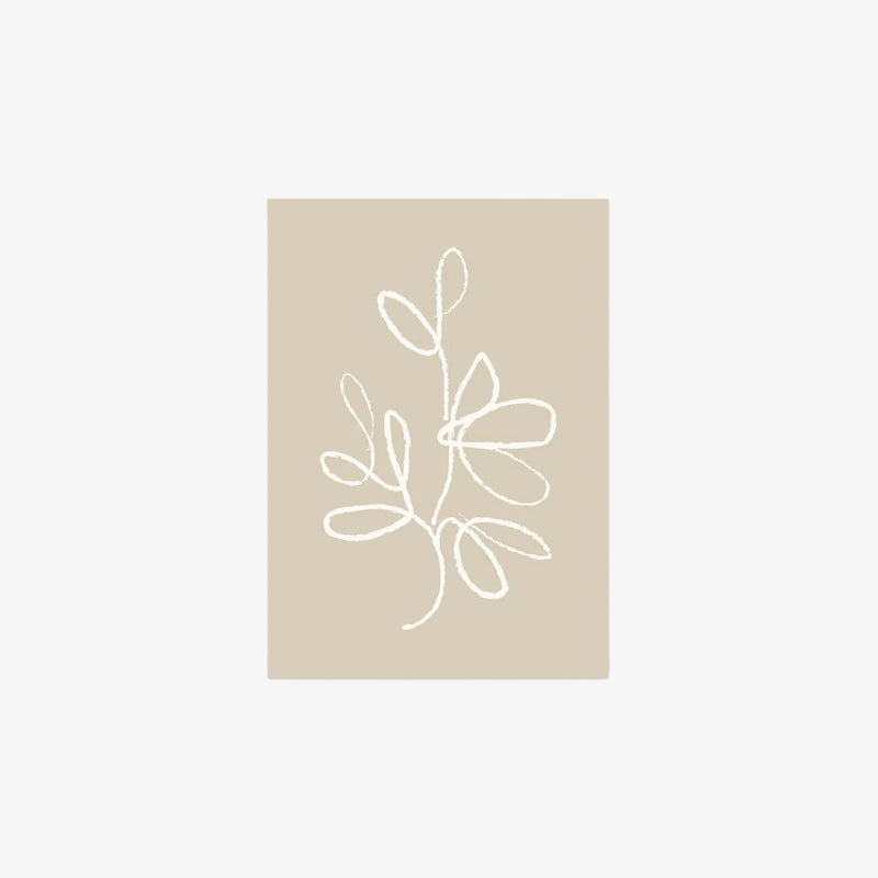 Abstract canvas print​ of a leaf on a beige background
