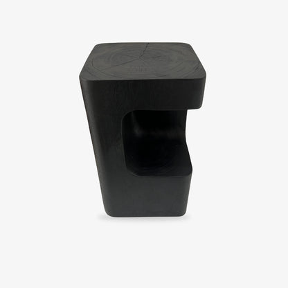black or dark green stool​ on a white background