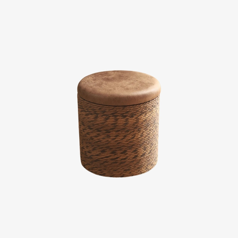 Round brown pouf on a white background