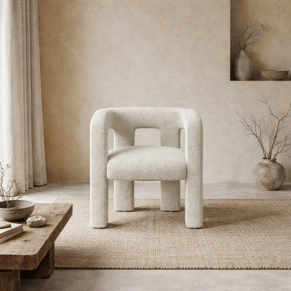 Beige chair dining modern​ in a minimalistic room with neutral decor