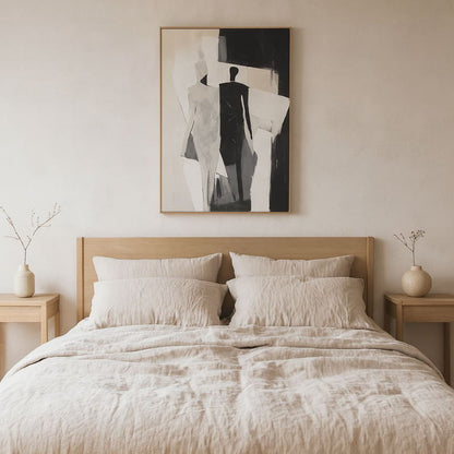 contemporary minimalist painting​ on a beige and black background