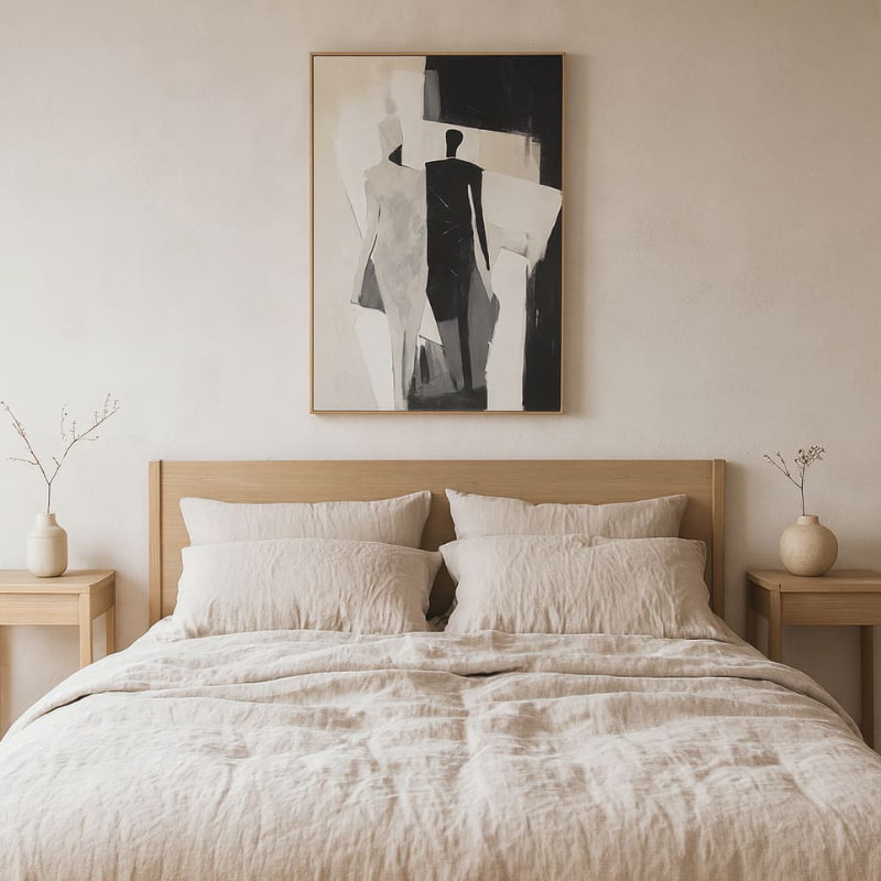contemporary minimalist painting​ on a beige and black background