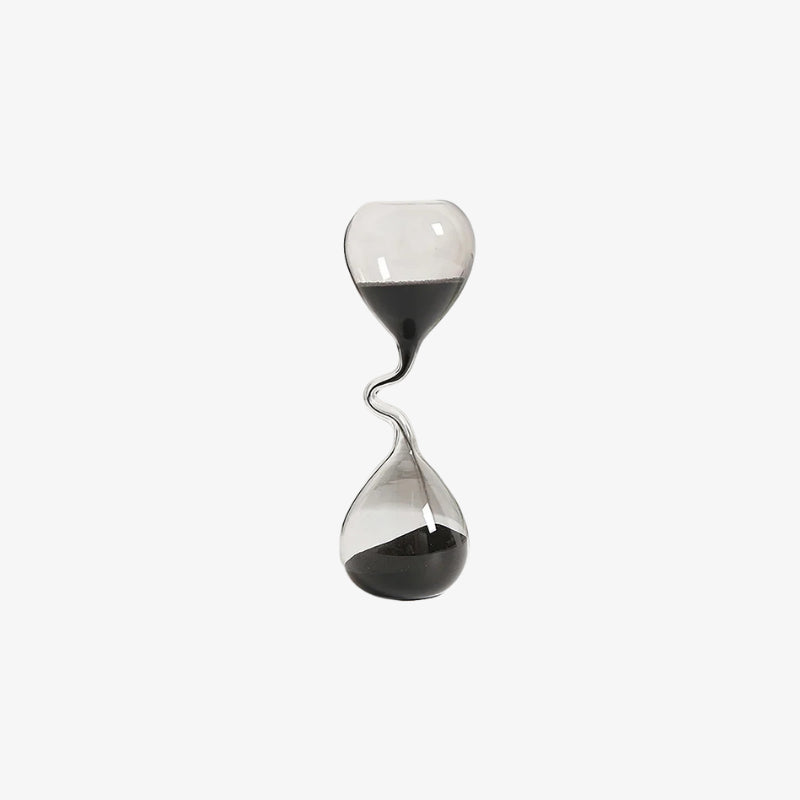 Hourglass design time with black sand on a white background