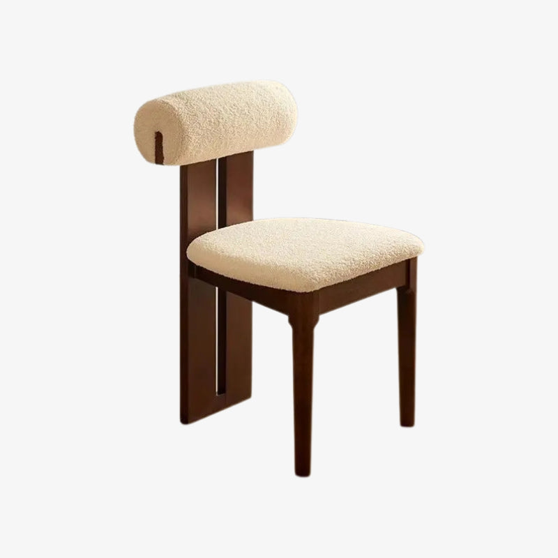 Flannel chair​ with beige cushioned backrest and seat on a white background