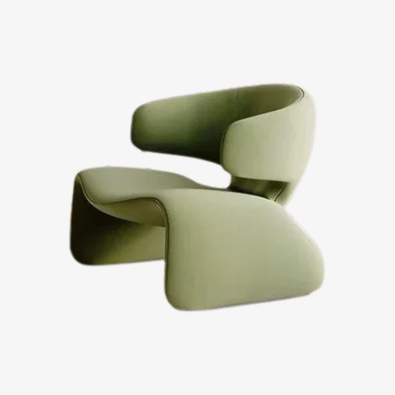 green mid century modern chair​ with wavy design on a white background
