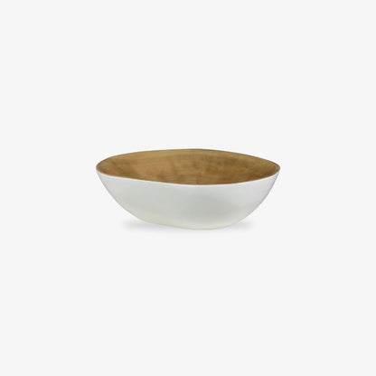 handmade wood bowl and white base on a white background