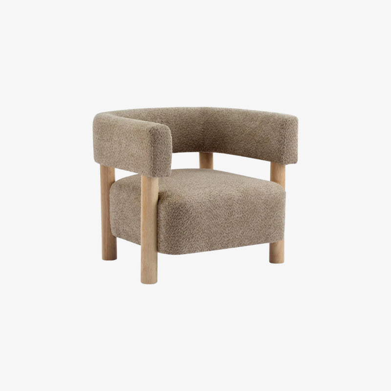 modern wood frame wood chair​ with wooden legs on a white background