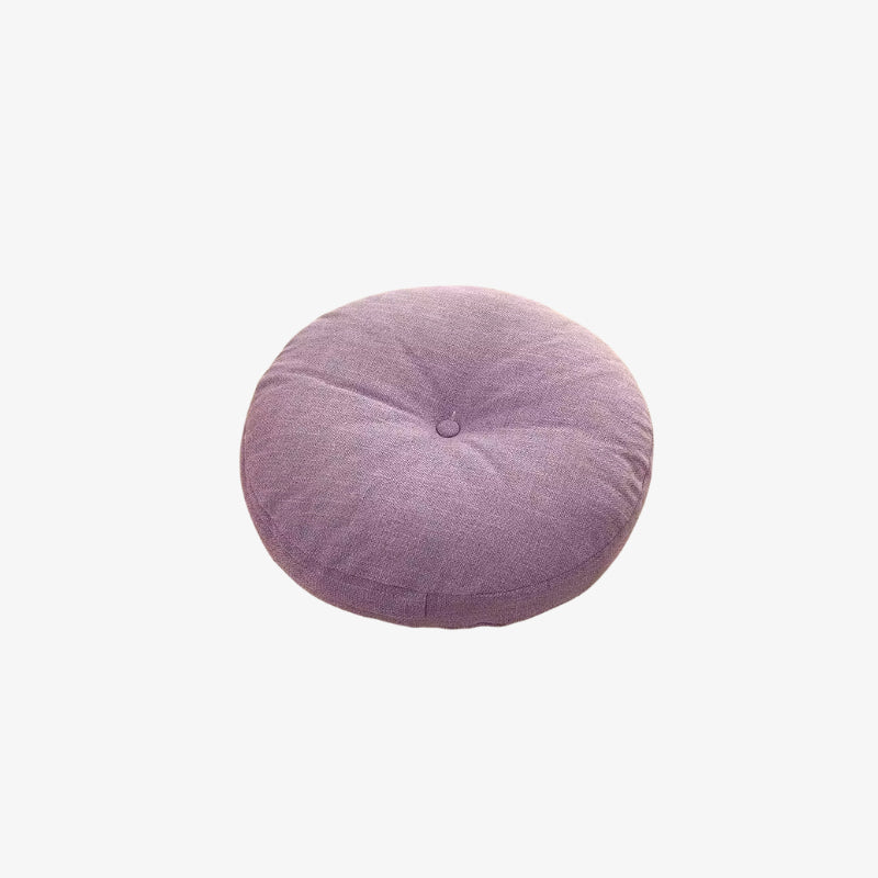 Round purple outdoor floor cushion on a white background