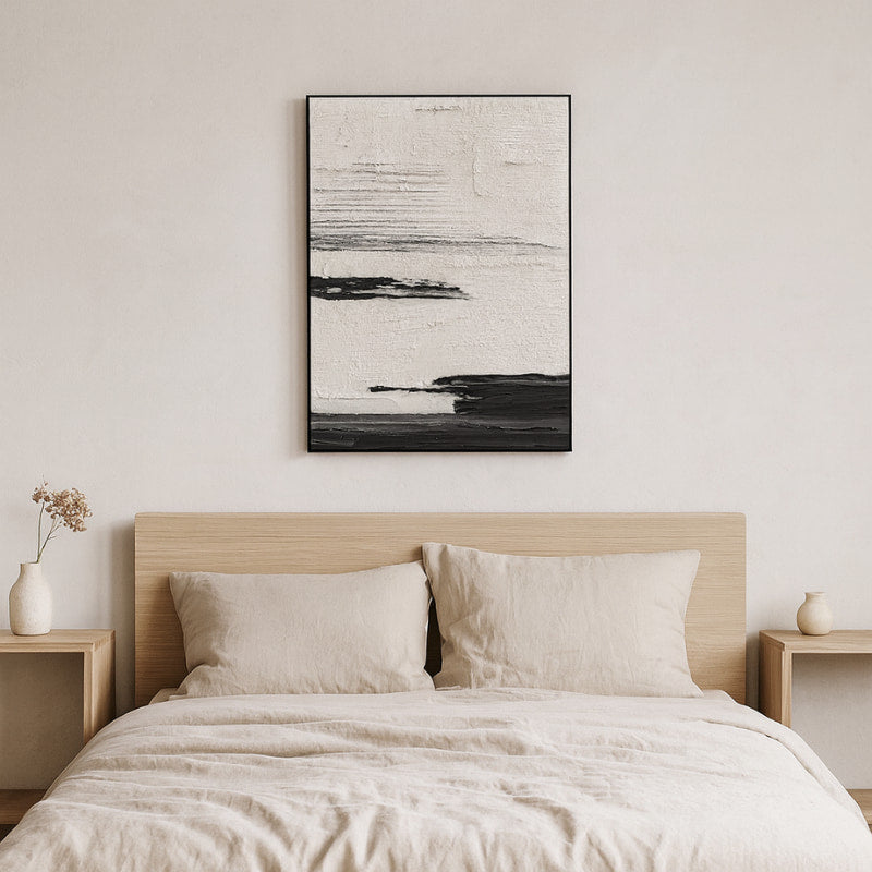 Bedroom with room paint design​ above a bed