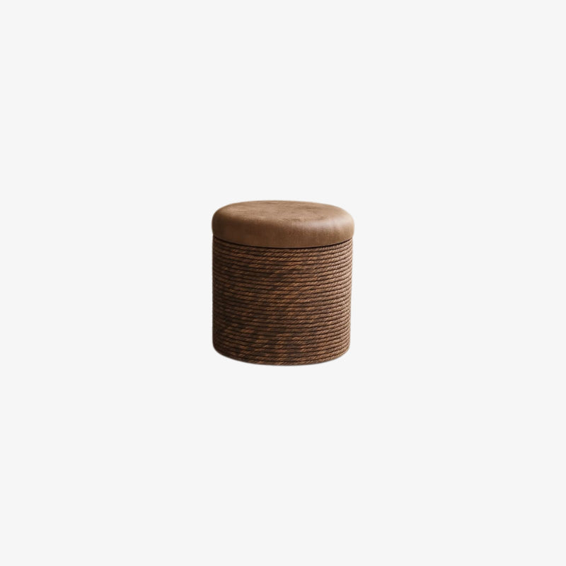 wabi sabi brown ottoman​​ on a white background.
