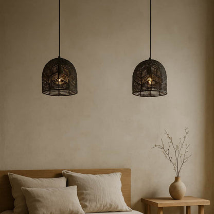 wabi sabi hanging light​ on a white background