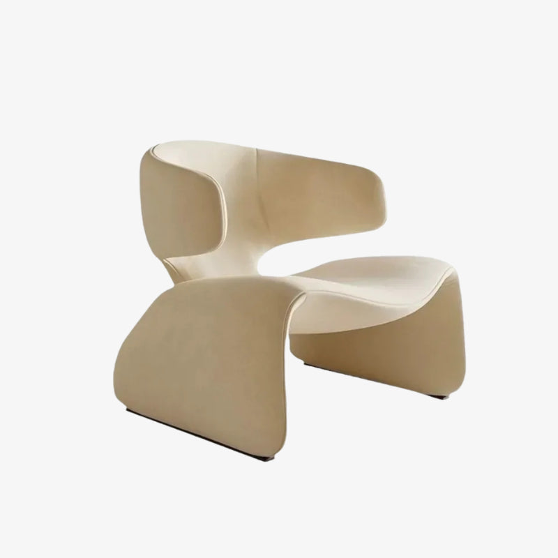 wabi sabi interior design living room with beige modern chair on a white background