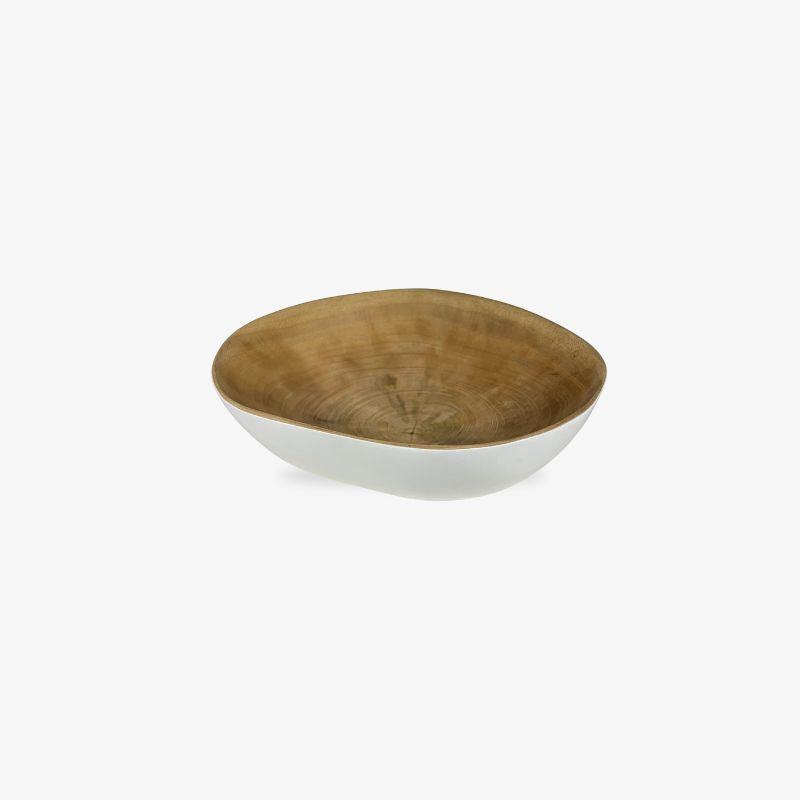 White wood bowl design on a white background