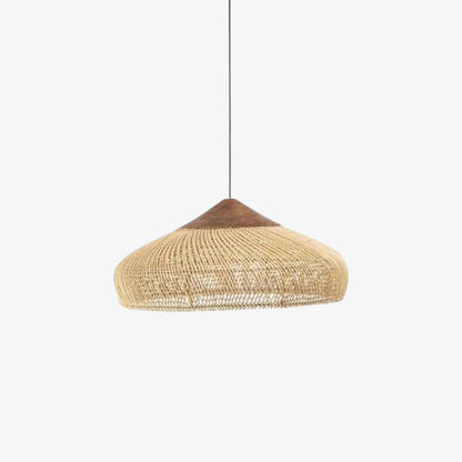 wood rattan light fixtures​ with woven design on a white background