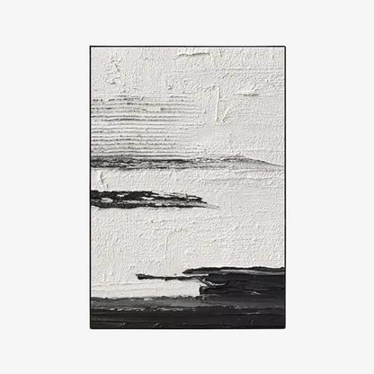 Zen inspired wall art​ on a beige wall above a wooden console table with a vase.
